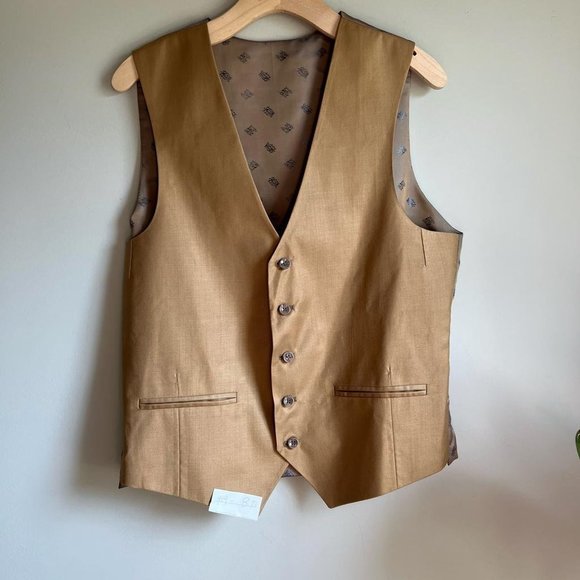 3 Piece Tan Mens Suit - Jacket, Vest, Pants - 44R/32R - Picture 2 of 14